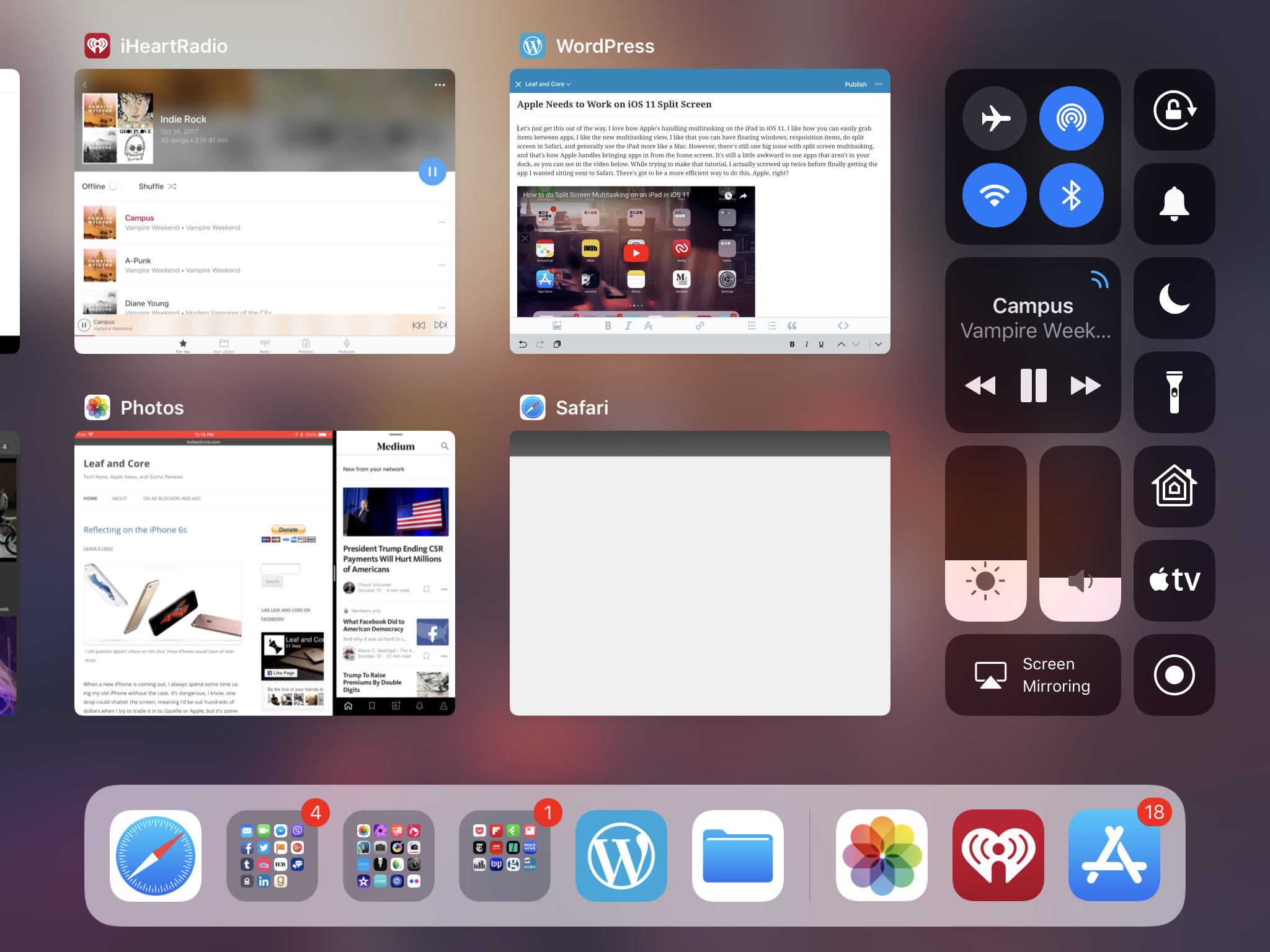 Apple Needs to Work on iOS 11 Split Screen - Leaf&Core
